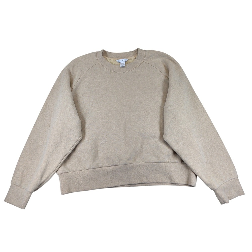 Athleta Coaster Luxe Sweatshirt XL Oatmeal Heather Raglan Cropped 414588 HO24